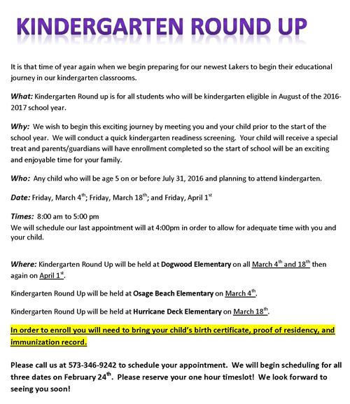 Kindergarten Round Up 